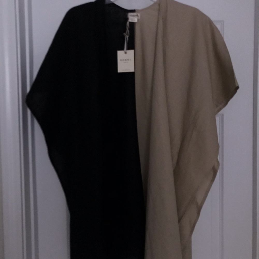 NWT color block Donna Linen cape